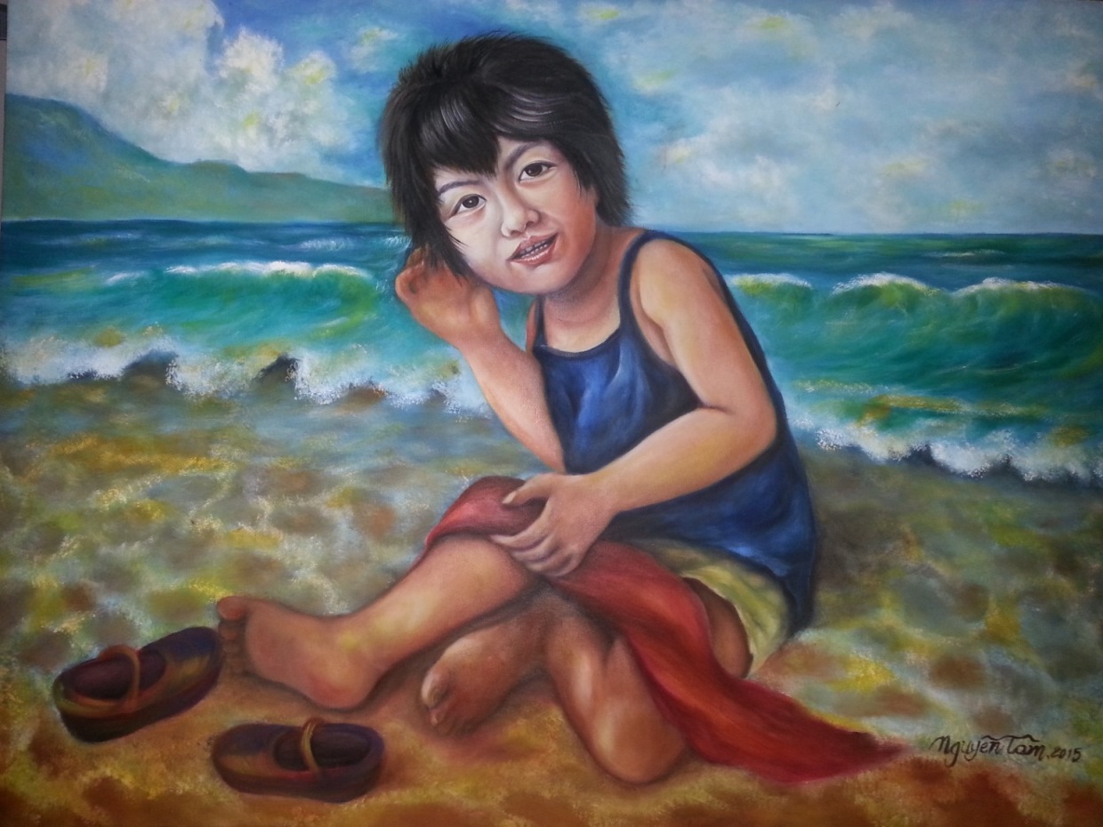 Tranh Sơn Dầu Biển Và Em